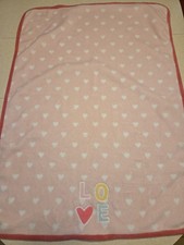 Parents Choice Fleece Baby Blanket Pink Love Hearts