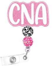 CNA Badge Reel Holder Retractable ID Clip Nurse Name Tag White Certified Aid