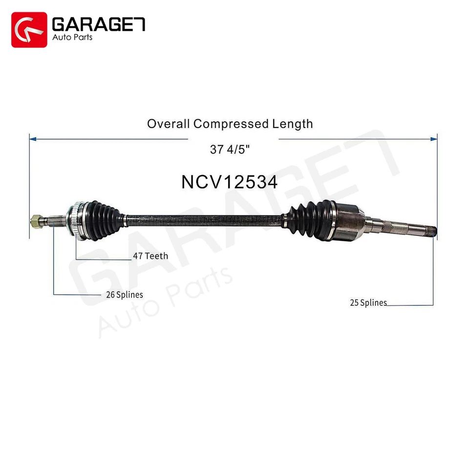 Conjunto de eje CV par delantero para 87-95 Chrysler Dodge Plymouth NCV12539 NCV12534 Foto 3 de 4