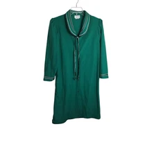 4320) Vintage Go Softly Green Snap Buttons Sailor Collar Tie Front Patio Dress L