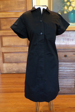 J Crew Short Sleeve Cotton Popover Dress Black Womens Size Medium
