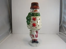 Avon China Snowman & Santa Ceramic Christmas Candle Holder Set 8in