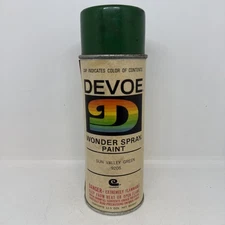 Vintage 1980’s DEVOE Sun Valley Green - 9208 Wonder  Paper Label spray paint can