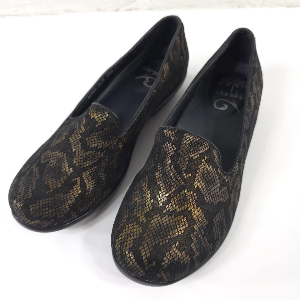 ZAPATOS MOCASINES DANSKO OLIVIA MUJER TALLA 7.5 - 8 US 38 EU BRONCE NEGRO SERPIENTE EN MUY BUENA CONDICIÓN Foto 2 de 4
