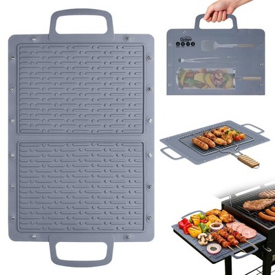 Portable Silicone Grill Mat, Heat Resistant Grill Side Shelf Mats for Food, F...