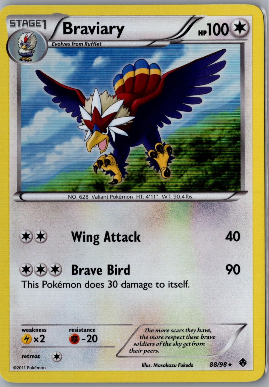 Braviary Holo Rare Emerging Powers 88/98 LP