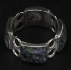 VTG Sterling Silver - MEXICO TAXCO Turquoise Bar Circle Band Ring Size 9 - 3.5g