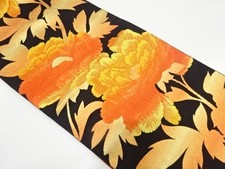 7793068: JAPANESE KIMONO / CHIKUZEN HAKATA PEONY PATTERN WEAVING NAGOYA OBI