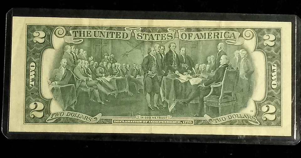 MISALIGNED/CUTTING ERROR $2 DOLLAR BILL 1976 CIRCULATED - ERROR NOTE - Image 2 of 2