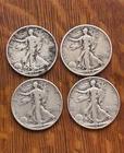 4 CIRCULATED WALKING LIBERTY HALF DOLLARS  1920 ,1934.19441945,