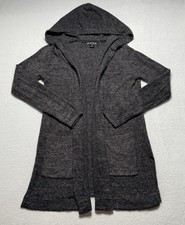 Barefoot Dreams CozyChic Lite Hooded Long Cardigan Sweater Women  s XS Dark Gray