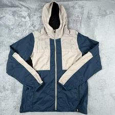 Smartwool Hooded Jacket Mens Medium Blue Tan Merino Lined Full Zip SW016978