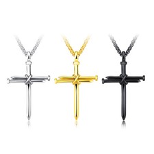 Hot  Stainless Steel Nail cross Pendant Men's Fashion Necklace 24'' XAMS Gifts