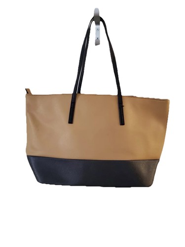 Aldo Womens Black Camel Leather Double Handle Inner Pocket Zipper Tote Bag - Picture 2 of 7