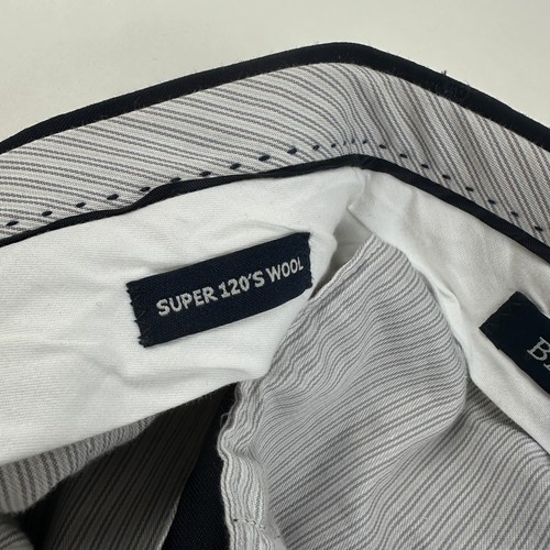 Pantalones de vestir Ballin Super 120s lana confort EZE plisados para hombre 36 x 30 azul marino oscuro - Imagen 7 de 14