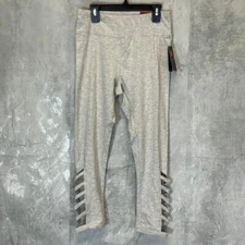 RBX Women's light Heather Grey Cutout Strappy Hem Pull-On Capri Leggings SZ S 