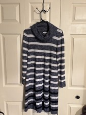 Westport Turtleneck Dress White And Blue Size Small