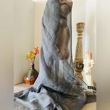 Vintage Echo Sheer Butterfly & Floral Embroidered Oblong Scarf or Wrap NWT