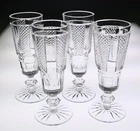 4 Vintage Waterford Hibernia Heavily Cut Crystal Champagne Flutes Glasses Set