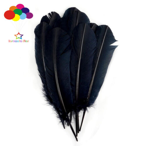 100 pcs black Turkey Quills by Wing feathers 28-33 CM/11-13 Inch Diy Carnival - Photo 1/5