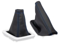 SCHALTMANSCHETTE HANDBREMSSACK FUR SUBARU IMPREZA WRX STI 05-07 LEDER NAHT BLAU