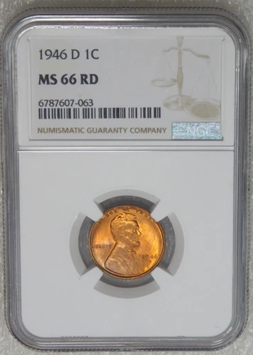 1946-D Lincoln Cent NGC MS66RD Red with Luster  Just Graded #B50G