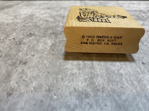 rubber stamp/inkers-a-way/Man Feeding On Park Bench Birds - Picture 3 of 4