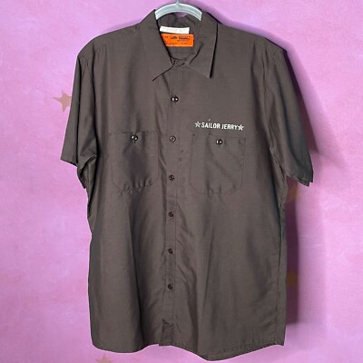 Vintage Y2K Sailor Jerry Tattoo Garage Work Shirt Large