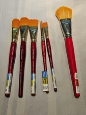 lot of 6 Grumbacher Goldenedge mixed Brushes, Filbert, free shipping 