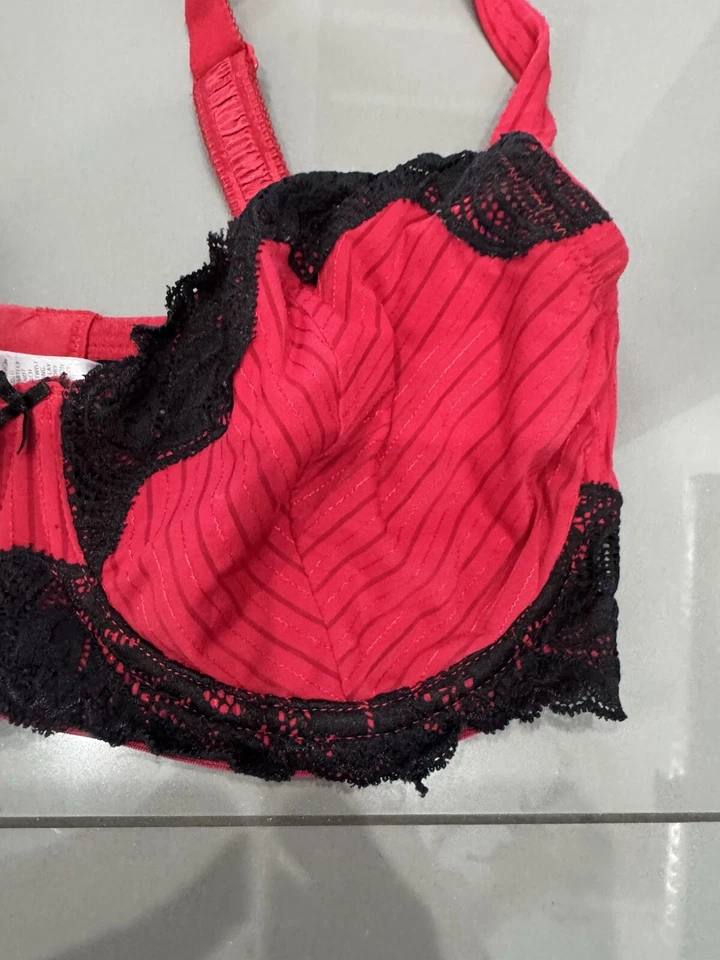 Sujetador SEXY FELINA PARAMOUR Rojo Negro #115353 con aros sin relleno ribete de encaje 34ddd Foto 2 de 4