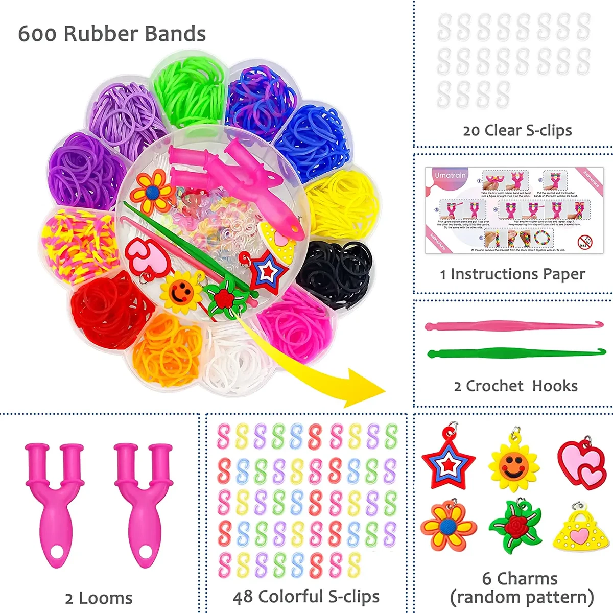 Rubber Band Bracelet Kit, Colorful Loom Bands, Rubber Band