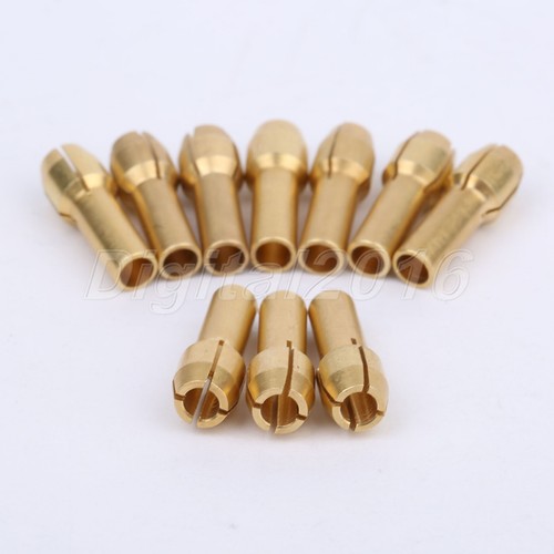 10pc 1/8" 3.2 mm Brass Collets Adapter Nut Kit Fit Grinder Shafts Rotary Tool - Picture 7 of 11