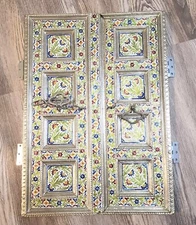 Handcrafted Cloisonne Window Shutters Doors Floral 17.5 Wide x 24.5 inch Tall