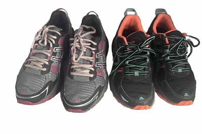 2 Pairs Asics Women s 7 Black Or Gray  Shoes Sneakers Athletic Running Casual