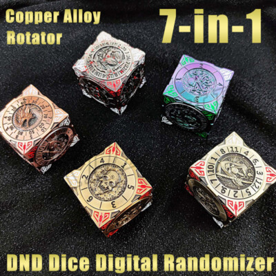 7 in 1 Metal DND Dice Cube Digital Spinner D4-D20 Dungeons and Dragons TRPG Game