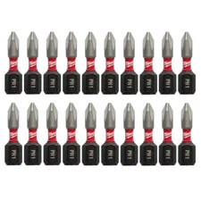 PH1 Phillips Milwaukee Shockwave Impact Duty 20 Bit Set 1 inch Screw Driver Bits