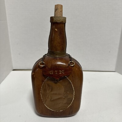 Vintage Leather Wrapped Ship Ocean Decanter Made In Italy
