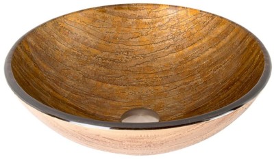 Amber Sunset Vessel Sink in Multi Colors Handpainted Finish Above Counter