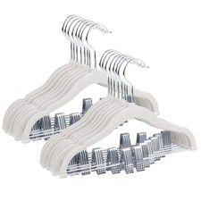 Baby Velvet Hangers 16 Pack with Clips 11.8" Non-Slip White