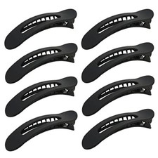 Black Hair Clips Set - 8 Large Alligator Claw Clips for Styling, Sectioning,
