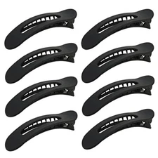 Black Hair Clips Set - 8 Large Alligator Claw Clips for Styling, Sectioning, 