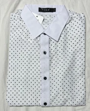 VSKA Large NWT White with Black Stars Longsleeve Buttonup Nice Quality