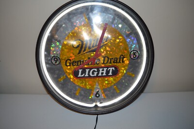 Miller Genuine Draft neon Clock 1994 tested & working