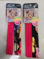 2 Set With 2pcs. Scunci Everyday  Active Non Slip Grip Pink  Floral Headwrap