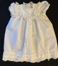 Vtg VGUC 18M Mothercare White Special Occasion Dress Christening Wedding USA