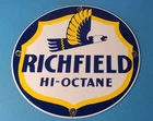 Vintage Richfield Gasoline Sign - Gas Motor Oil Pump Plate Porcelain Sign
