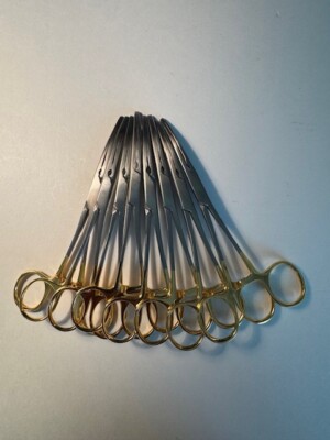 Carmalt Forceps, Curved, 6 inch, Gold Handled, CyanMed German (Set of 8)