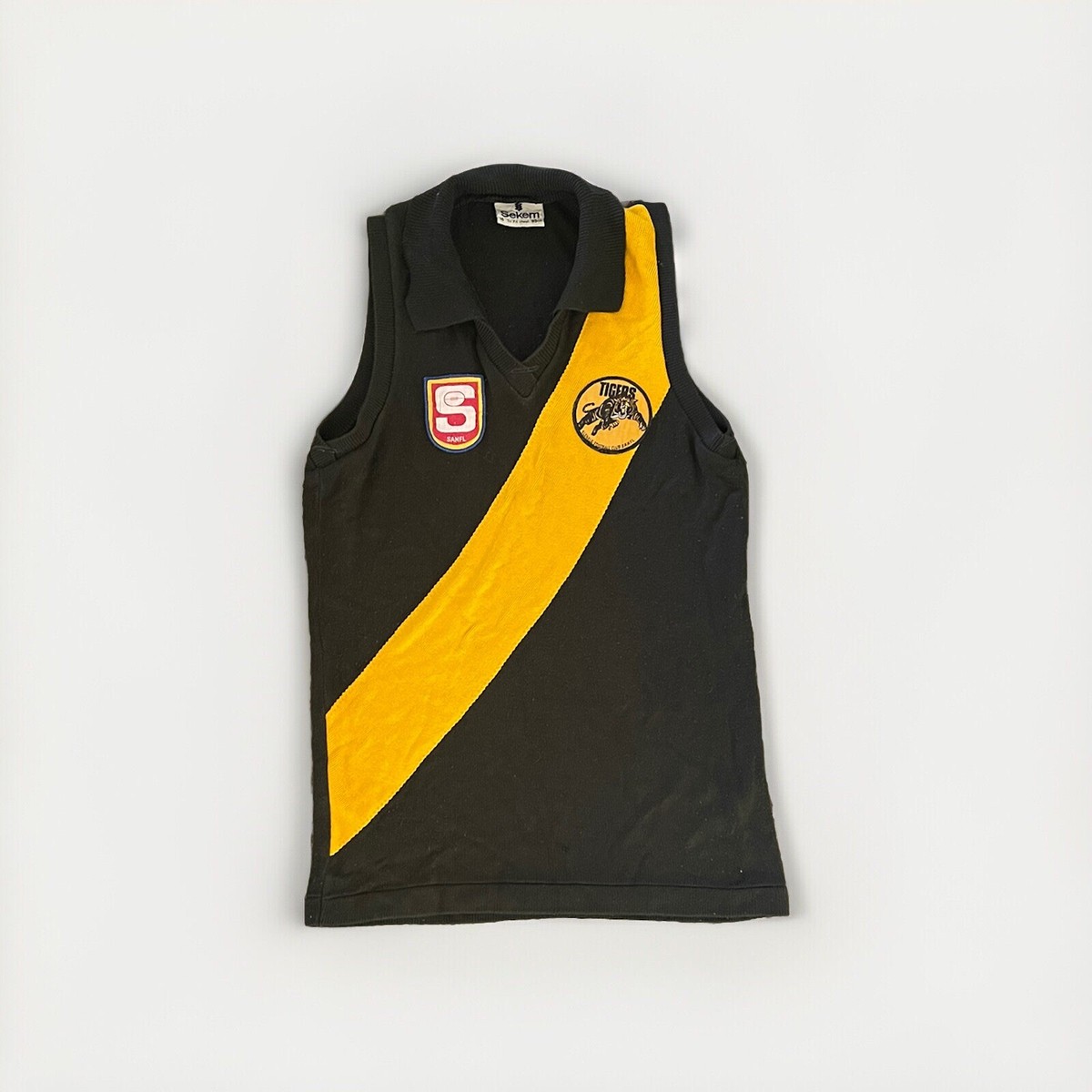 Vintage Glenelg Tigers Football Club Guernsey Jumper SANFL AFL Sekem 80s  90s 🐯