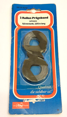 2x KING Produkt Prägeband 9,5mm X 3,65m Schwarz Black Glanz Embossing Tape