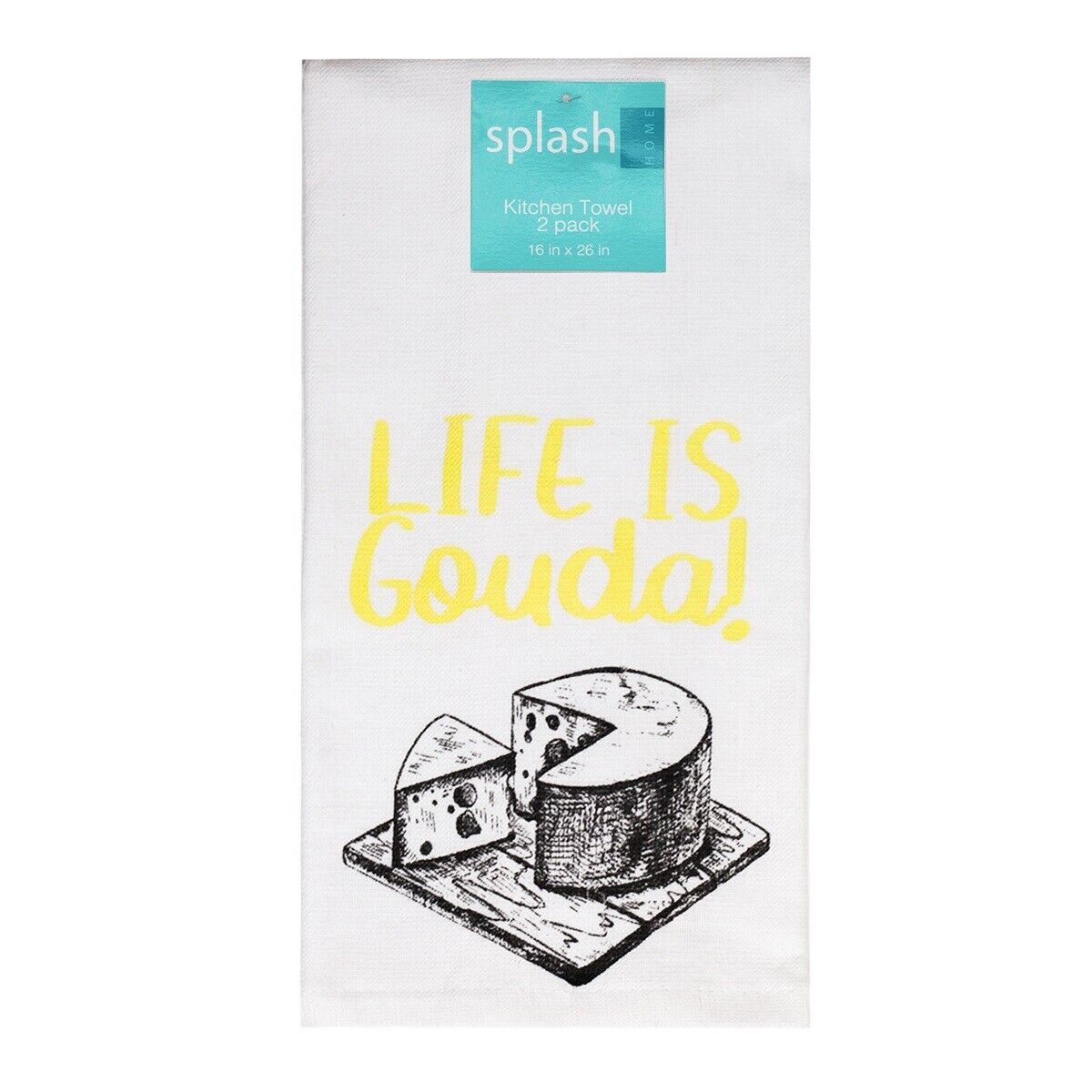 Splash Kitchen Towels with Funny Sayings, 2 Pack, 100% Cotton 